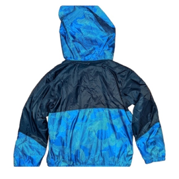 *LANDSEND Kids Active Fleece Lined Pullover Half Zip Jacket Blue Camouflage - Picture 3 of 3